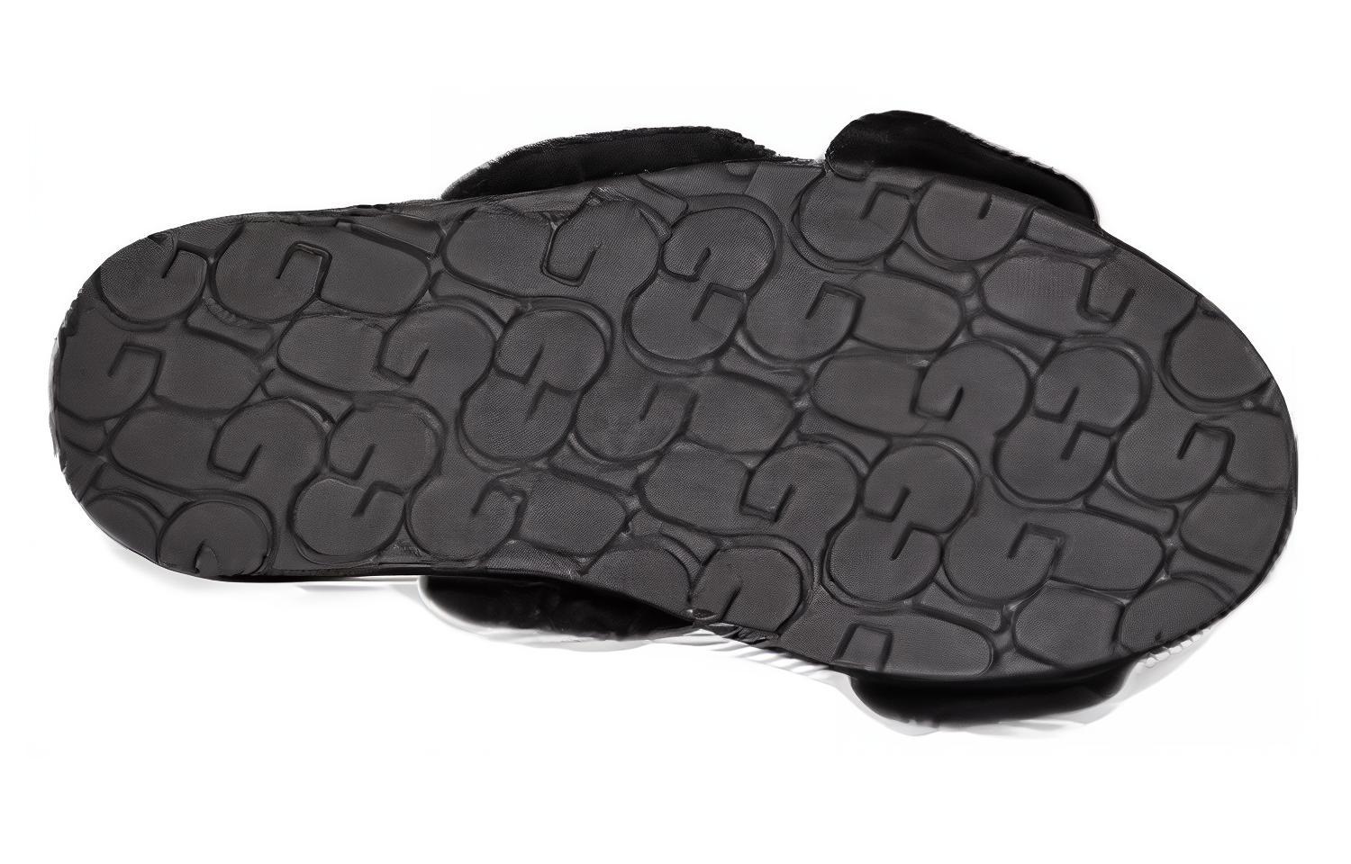 Purchase UGG 絨面 圓頭套足 加絨保暖 舒適百搭 一字拖鞋 女款 黑色