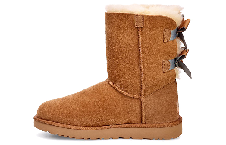 Buy (W) UGG Bailey Bow II Shimmer ''Suede Mode Strik Halverwege Kuit Laarzen Bruin'' 1102937-CHE