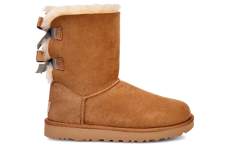 Order (W) UGG Bailey Bow II Shimmer ''Suede Mode Strik Halverwege Kuit Laarzen Bruin'' 1102937-CHE