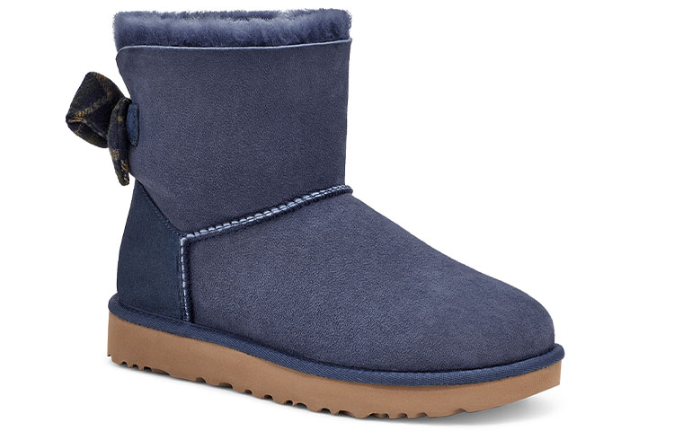 (W) UGG Mini Bailey Bow Plaid Ribbon 'Navy Blue Grey' 圖 3