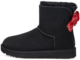 (Women) UGG Mini Bailey Bow Plaid Ribbon 'Black Red' 1119115-BLK (Women) UGG Mini Bailey Bow Plaid Ribbon 'Black Red' 1119115-BLK