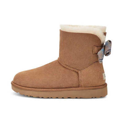 (W) UGG Mini Bailey Bow Plaid Ribbon