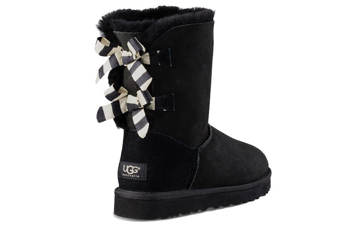 Shop UGG Bailey Bow Stripe 雪地靴 女款 黑色