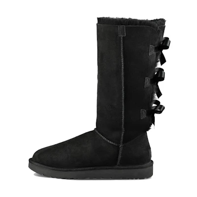 (W) UGG Bailey Bow Tall II Boot High Top Fleece Lined Black