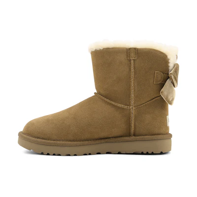 (W) UGG Mini Bailey Bow Velvet Ribbon 2.0 'Chestnut Brown'
