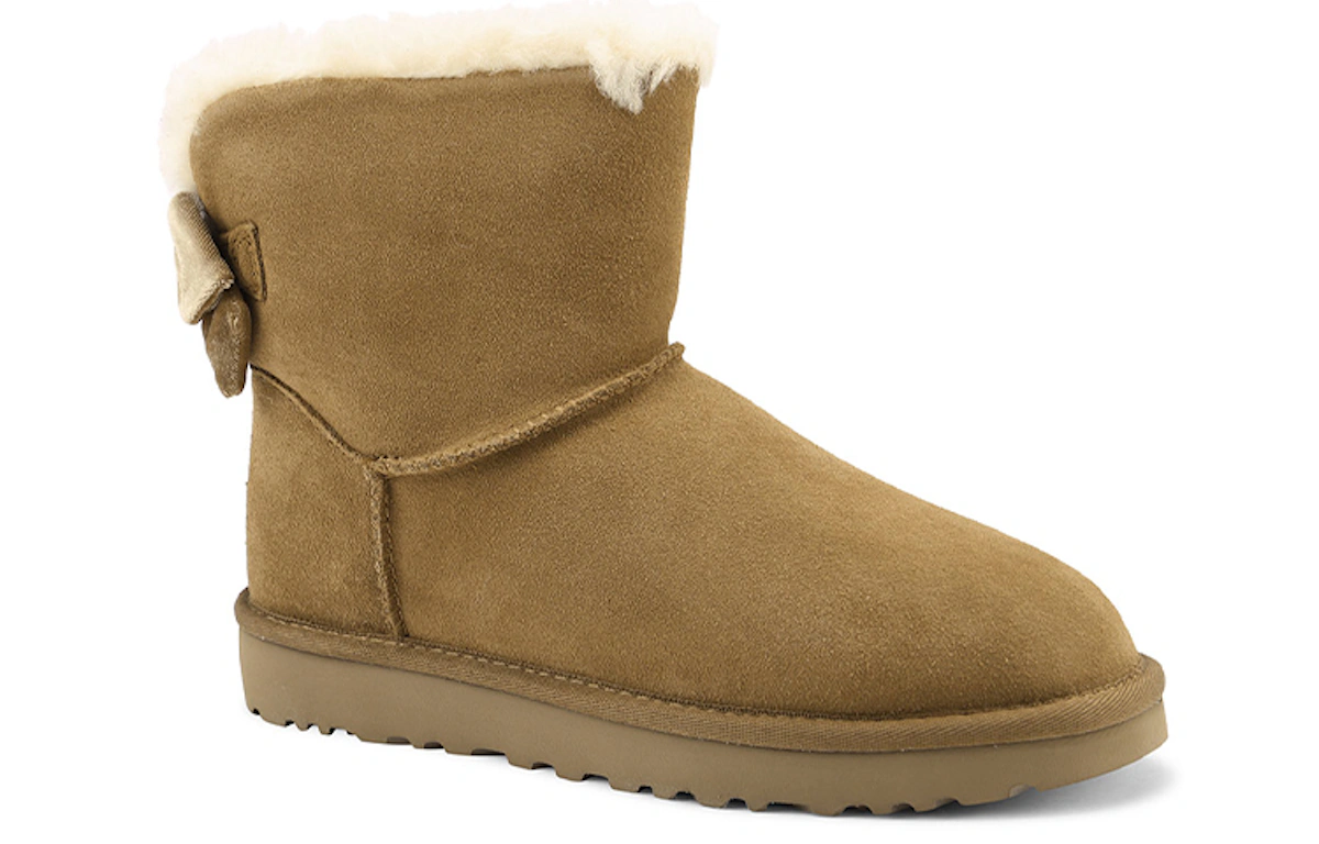 (Women) UGG Mini Bailey Bow Velvet Ribbon 2.0 'Chestnut Brown'