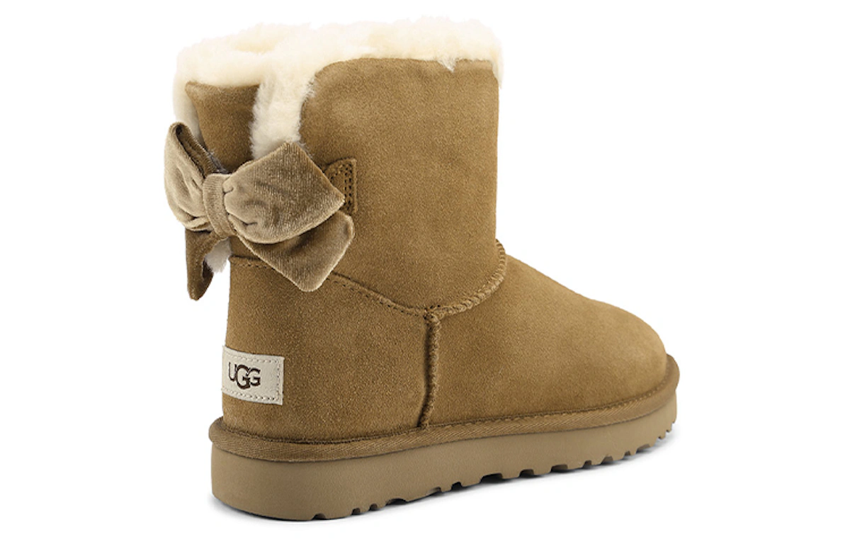 (Women) UGG Mini Bailey Bow Velvet Ribbon 2.0 'Chestnut Brown'