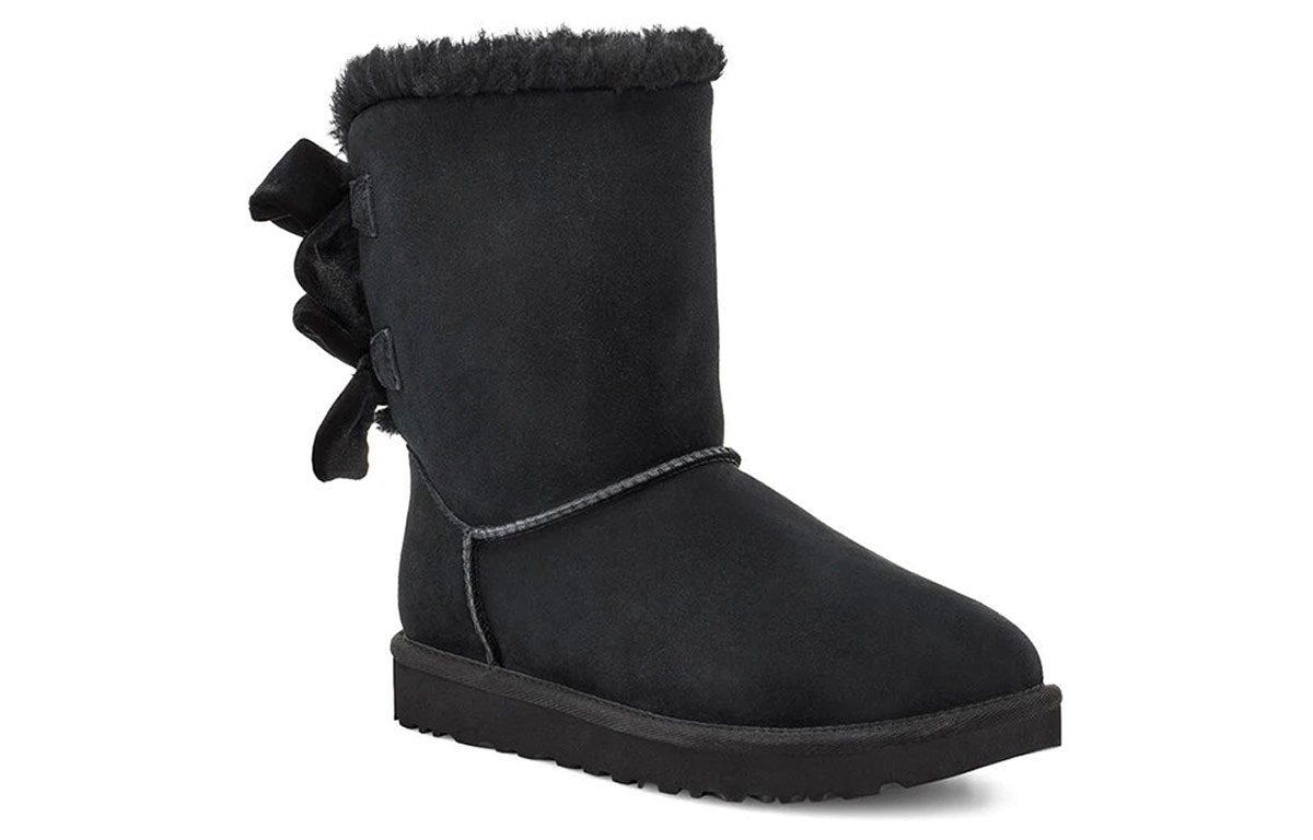 (W) UGG Bailey Bow Velvet Snow Boots Black 圖 3