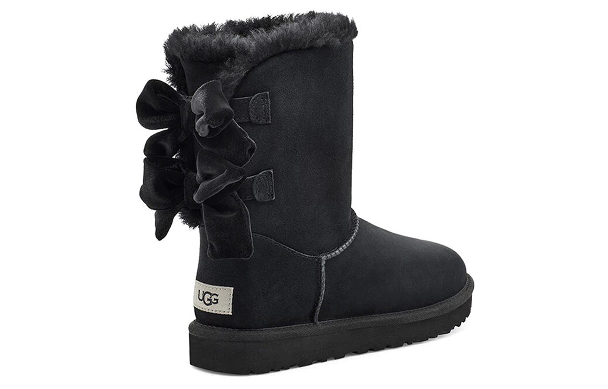 (W) UGG Bailey Bow Velvet Snow Boots Black 圖 4