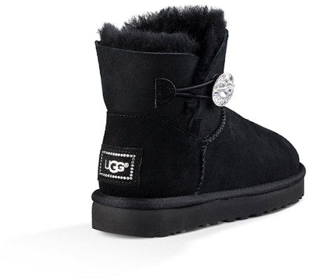 (Women) UGG Mini Bailey Button Bling Fleece Lined 'Black White' 1016554-BLK Shop (Women) UGG Mini Bailey Button Bling Fleece Lined 'Black White' 1016554-BLK