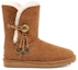 Order (W) UGG Bailey Button Charm Abjad Logam Berbulu Coklat 1114970-CHE