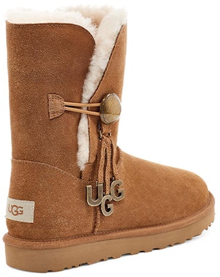 (Women) UGG Bailey Button UGG Charm Metallic Alphabet Version Fleece Lined Brown 1114970-CHE Shop (Women) UGG Bailey Button UGG Charm Metallic Alphabet Version Fleece Lined Brown 1114970-CHE