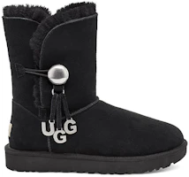 Order UGG Bailey Button 羊毛纽扣金属字母装饰款加绒雪地靴 女款 黑色