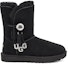 Order (W) UGG Bailey Button Charm Abjad Logam Berbulu Hitam 1114970-BLK
