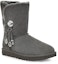 Lookbook (W) UGG Bailey Button UGG Charm Versi Alphabet Metalik Berbulu 'Kelabu' 1114970-CHRC