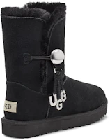 Shop UGG Bailey Button 羊毛纽扣金属字母装饰款加绒雪地靴 女款 黑色