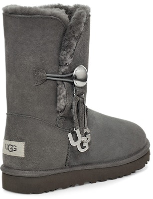 UGG Bailey Button Ugg 魅力 牛反絨 金屬字母 舒適 中筒 雪地靴 女款 炭灰色 Shop UGG Bailey Button Ugg 魅力 牛反絨 金屬字母 舒適 中筒 雪地靴 女款 炭灰色