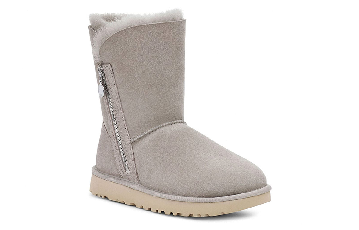 Lookbook (W) UGG Bailey Zip Pendek Hangat Nyaman Abu-Abu 1112480-GOA