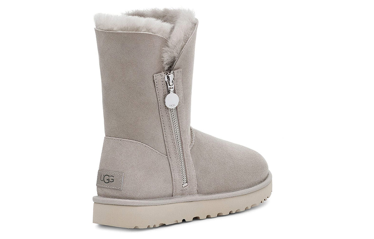 Shop (W) UGG Bailey Zip Pendek Hangat Nyaman Abu-Abu 1112480-GOA