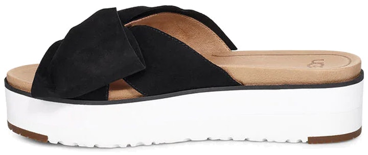 women-ugg-bow-open-toe-black-white-slippers-black-white-1099803-blk