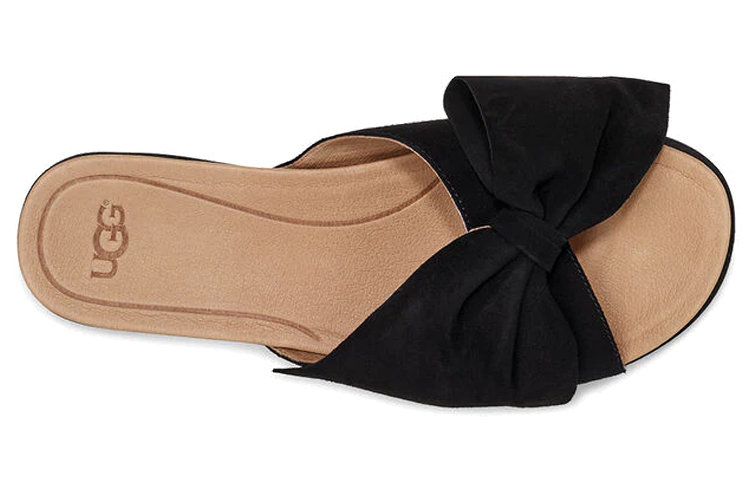 (W) UGG Bow Open Toe Black White Slippers 'Black White' 圖 4