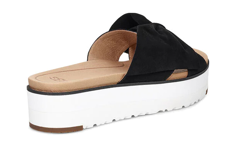 (W) UGG Bow Open Toe Black White Slippers 'Black White' 圖 5