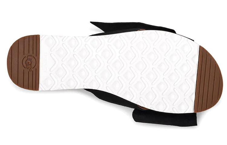 (W) UGG Bow Open Toe Black White Slippers 'Black White' 圖 6