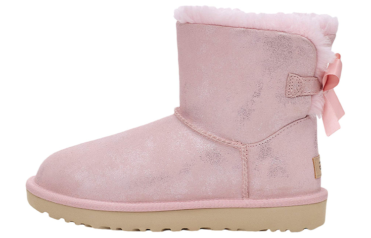 Buy UGG 頭層牛皮 蝴蝶結翻毛皮 短筒 雪地靴 女款 粉色