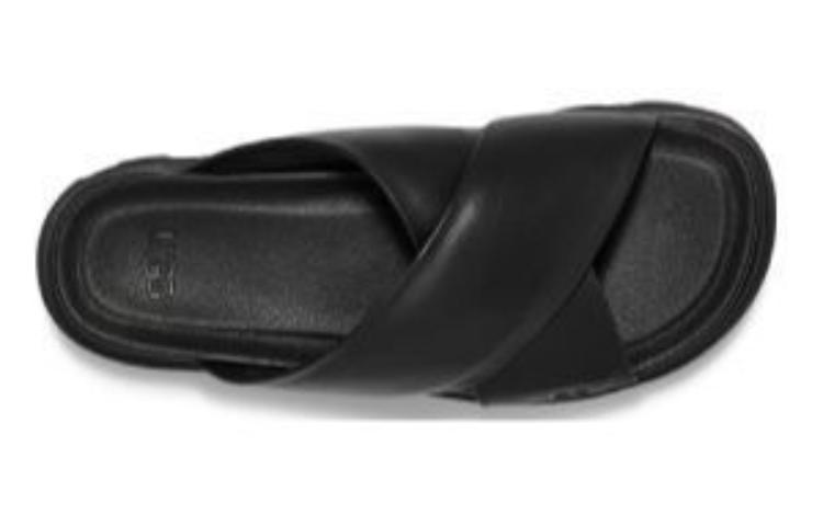 Shop UGG 牛皮革 舒適休閒 透氣 一字拖鞋 女款 黑色