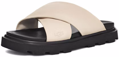 Order UGG 牛皮革 舒適休閒 透氣 一字拖鞋 女款 茉莉白色