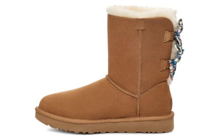 (Women) UGG Checkered Bow Snow Boots 'Brown' 1138131-CHE