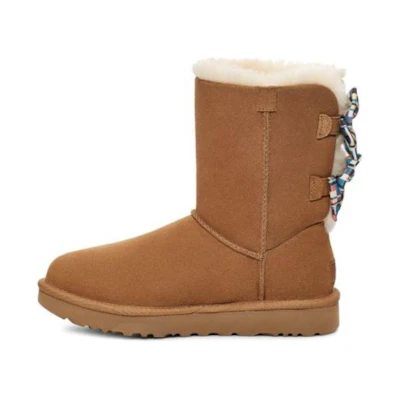 (W) UGG Checkered Bow Snow Boots 'Brown'