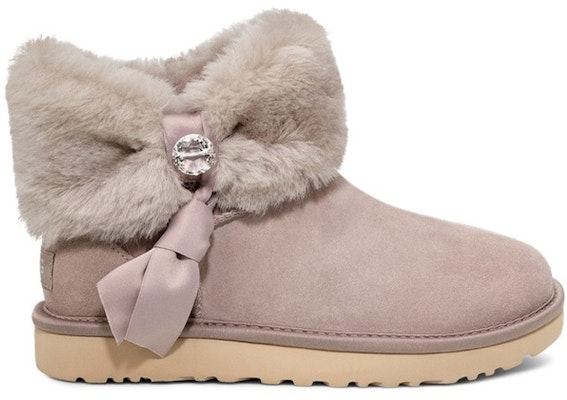 UGG 摺褶毛皮迷你雪地靴 女款 牡蠣色 Order UGG 摺褶毛皮迷你雪地靴 女款 牡蠣色