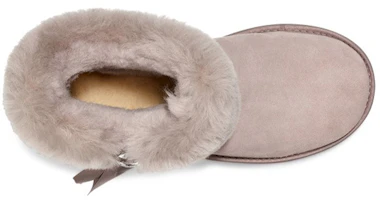 Purchase UGG 摺褶毛皮迷你雪地靴 女款 牡蠣色