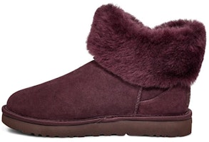 (Women) UGG Cinched Fur Mini Snow Boots Purple/Red 1106909-LGE (Women) UGG Cinched Fur Mini Snow Boots Purple/Red 1106909-LGE
