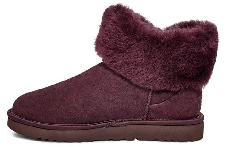 (Women) UGG Cinched Fur Mini Snow Boots Purple/Red 1106909-LGE