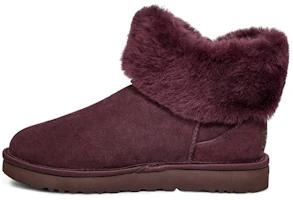 (Women) UGG Cinched Fur Mini Snow Boots Purple/Red 1106909-LGE (Women) UGG Cinched Fur Mini Snow Boots Purple/Red 1106909-LGE