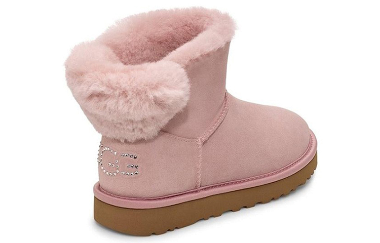 Shop (W) UGG Classic Bling Mini Fleece Berbulu Warna Merah Muda 1105364-PCRY