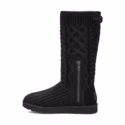 (W) UGG Classic Cardi Cabled Knit Boot Black