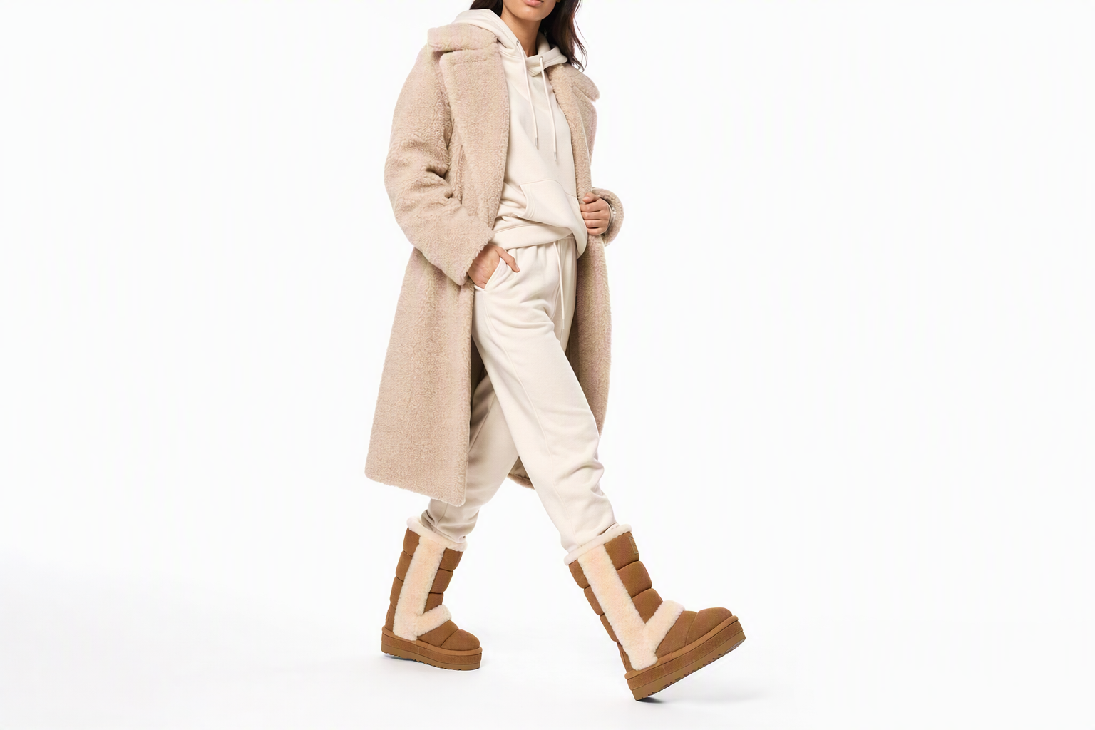 Order UGG 皮革 圓頭套筒 高筒靴 女款 棕色