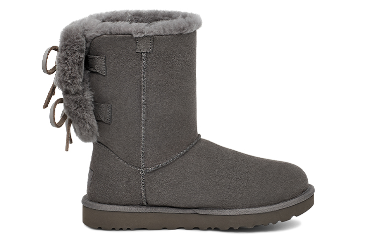 Order UGG 經典雙蝴蝶結短筒 牛反絨 圓頭厚底加絨 中筒 雪地靴 女款 炭灰色