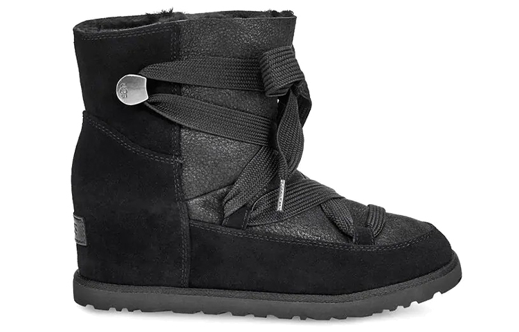 Order (W) UGG Classic Femme Boot Salju Hitam dengan Tali 1104612-BLK