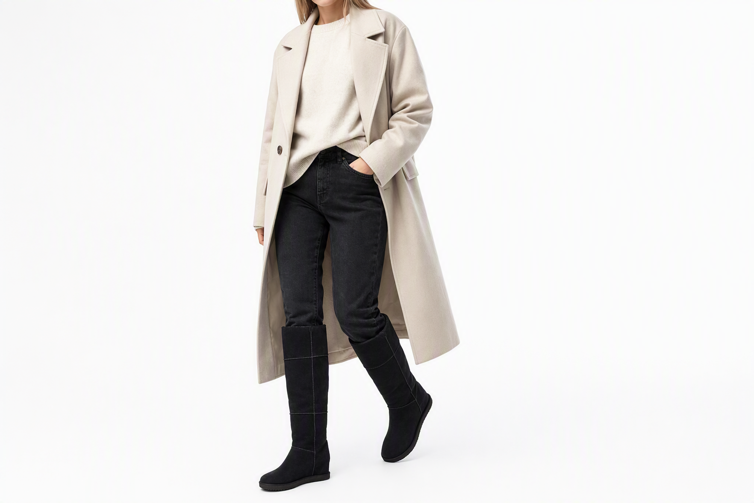 Order (W) UGG Classic Femme Otk Sepatu Tinggi Hitam 1104610-BLK