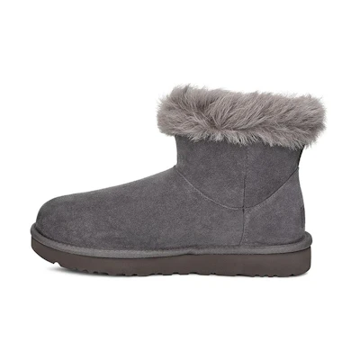 (W) UGG Classic Fluff Pin Mini Fleece Lined Gray
