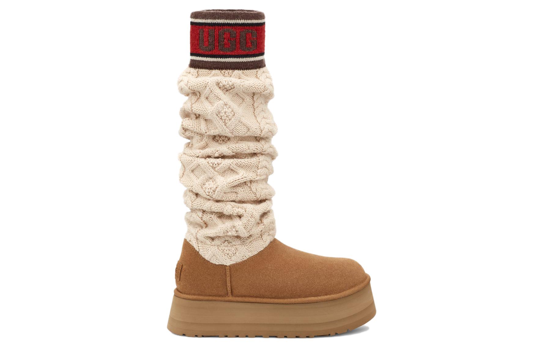 Lookbook (W) UGG Bota Alta Clásica 'Sweater Marrón Blanco Rojo' 1144044-CHE