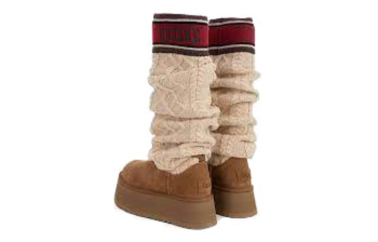 Details for (W) UGG Bota Alta Clásica 'Sweater Marrón Blanco Rojo' 1144044-CHE