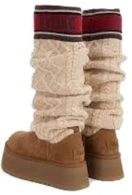 (W) UGG Bota Alta Clásica 'Sweater Marrón Blanco Rojo' 1144044-CHE Details for (W) UGG Bota Alta Clásica 'Sweater Marrón Blanco Rojo' 1144044-CHE