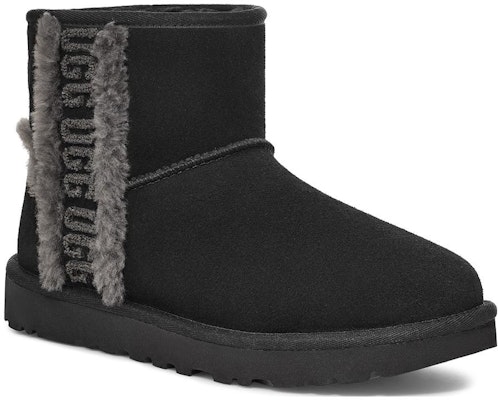 (W) UGG Classic Mini Shearling Logo 'Hitam' 1153473-BLK Order (W) UGG Classic Mini Shearling Logo 'Hitam' 1153473-BLK