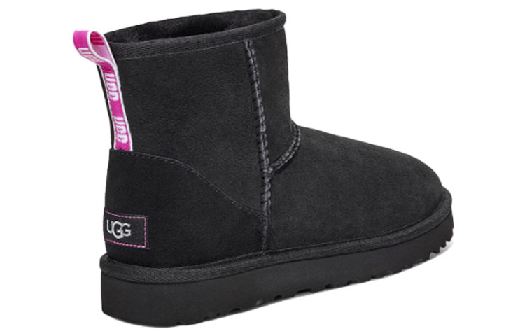 (W) UGG Classic Mini II Graphic Logo High Top Fleece Lined Black 圖 4