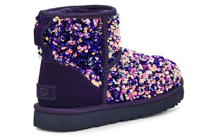 Shop (W) UGG Classic Mini Stellar Sequin Sepatu Boots Salju Hitam/Biru/Ungup 1112515-MDL